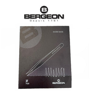 Bergeon 7026 set of 8 antimagnetic watchmaker tweezers in wooden box