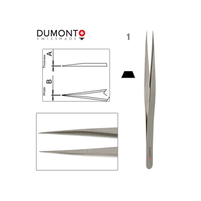 Dumont Dumoxel #1 Watchmaker Tweezers Antimagnetic Steel 120mm Swiss