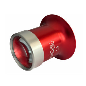 Horotec MSA 00.031-1.5 eyeglass loupe in aluminium anodised red with screwed ring x6.5 for watchmakers