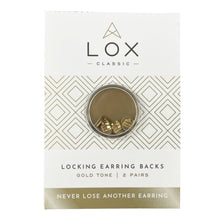 Load image into Gallery viewer, LOX classic locking earring backs gold tone - 2 pairs
