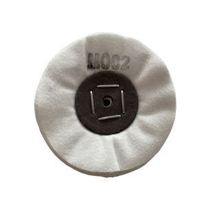 Merard watchmaker polishing wheel for finishing N° MOC2, white flannel cotton, Ø 100 mm, 20 folds