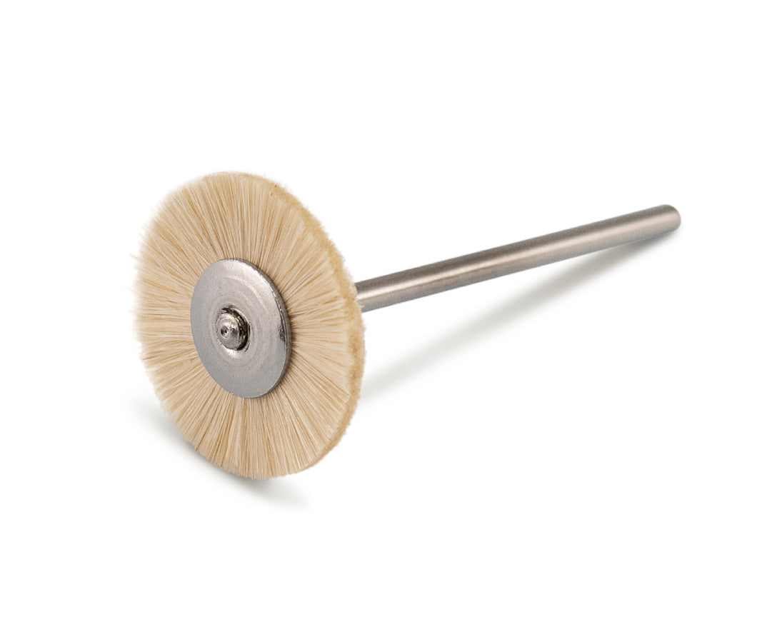 Small circular soft polishing brush wheel goat hair Ø 22 mm, soft, HP-shank
