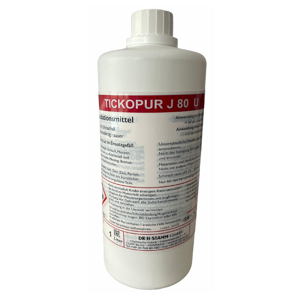 Tickopur J 80 U Deoxidisation Cleaner ultrasonic cleaning  for precious metals, jewellery and coins.1l