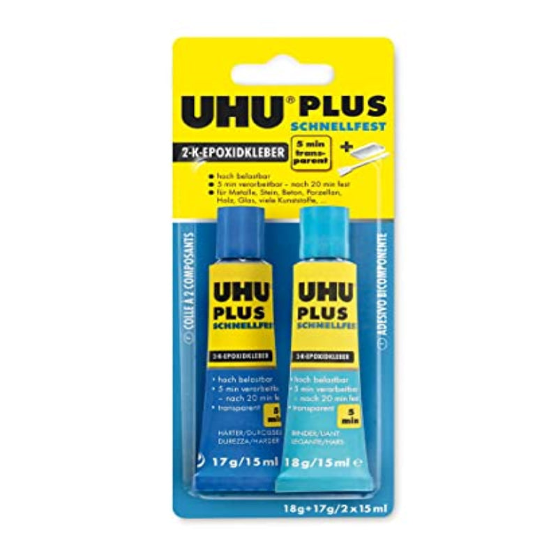 UHU Plus Quick Secure 2-Component Epoxy Resin Glue 2 x 15ml